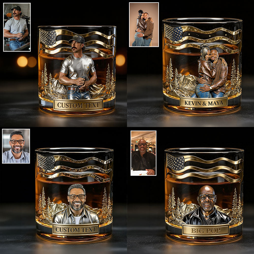 Unique Gift For Him, Custom From Any Photo - Personalized Whisky Whiskey Glass