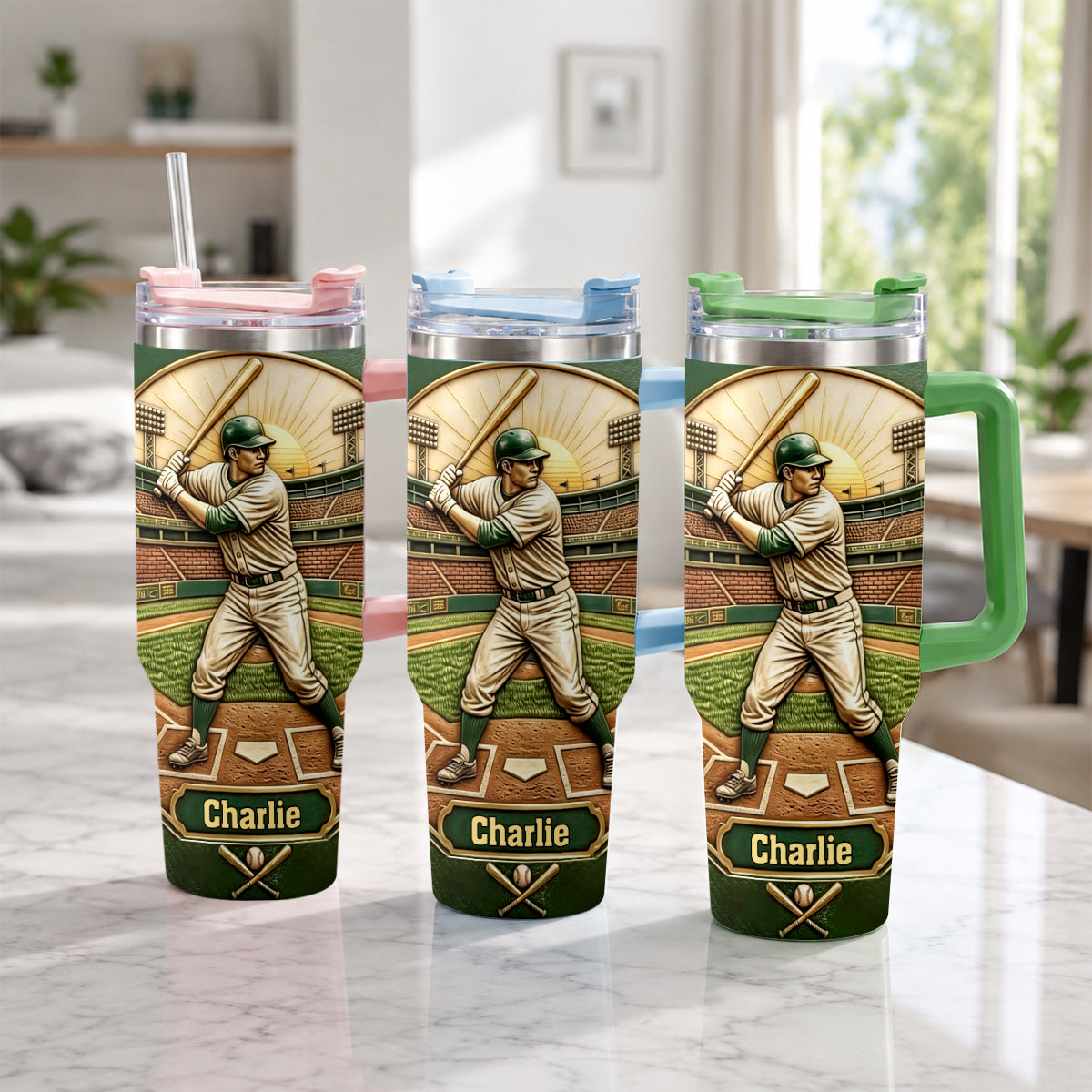 Wir haben den besten Papa gefangen - Personalisierter Baseball-Becher mit Griff