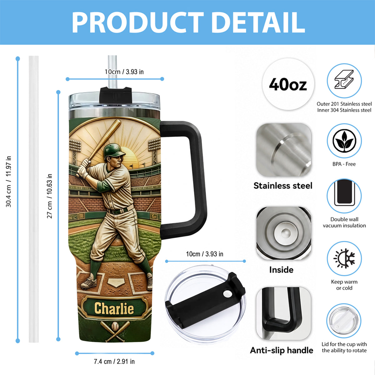 Wir haben den besten Papa gefangen - Personalisierter Baseball-Becher mit Griff