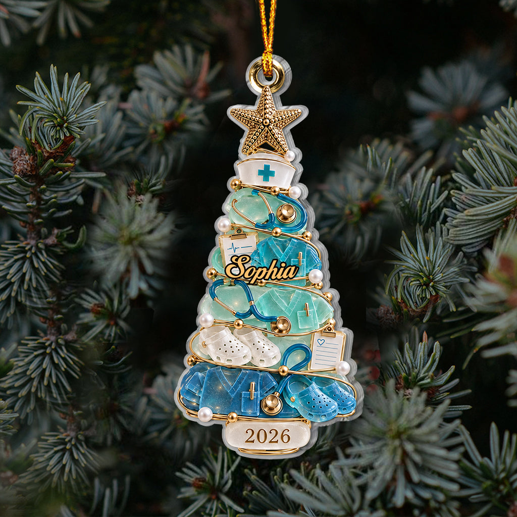Nurse Life Frohe Weihnachten - Personalisierbarer Krankenschwester Ornament
