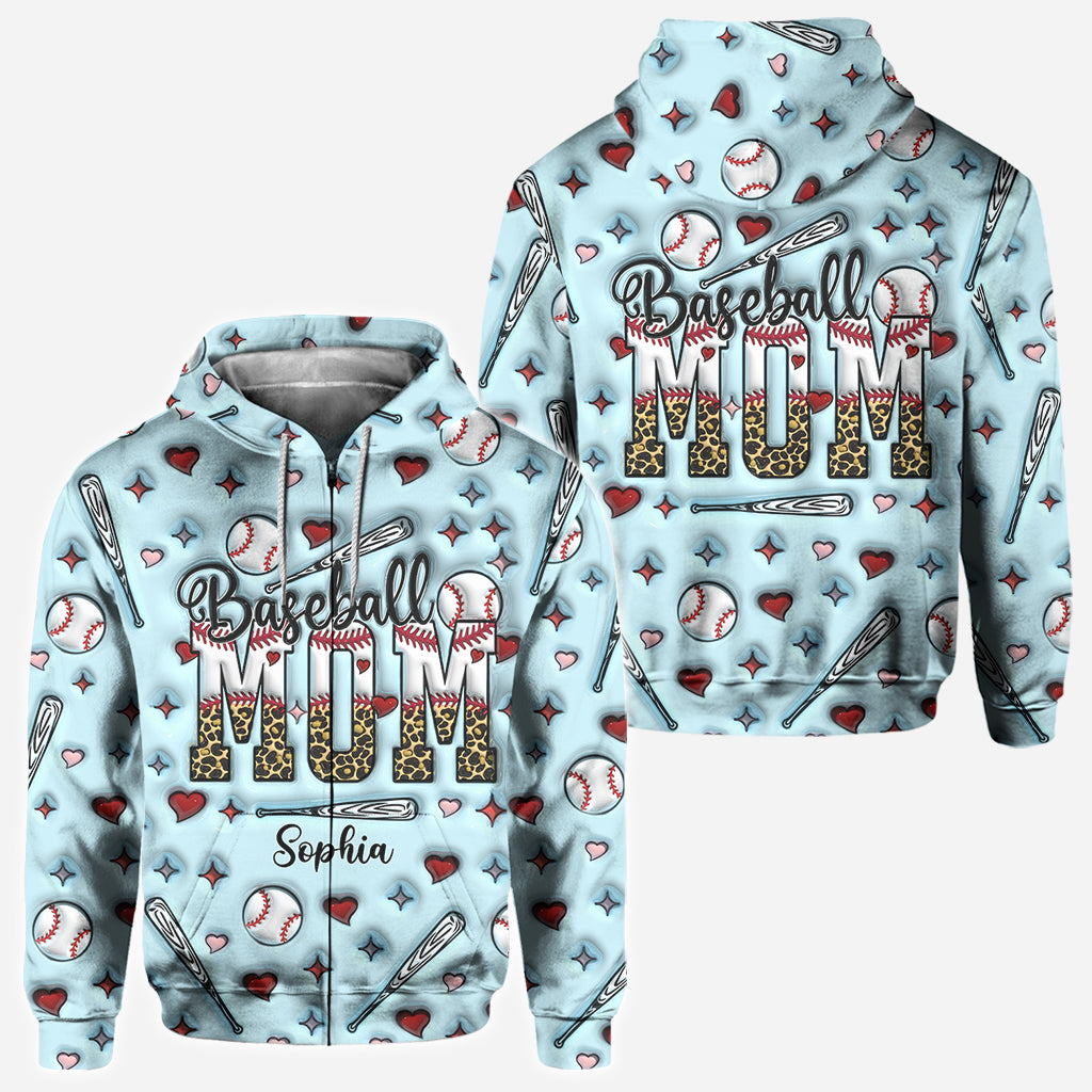 Baseball-Mama – Personalisiertes Baseball-Shirt mit Allover-Print