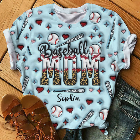 Baseball-Mama – Personalisiertes Baseball-Shirt mit Allover-Print