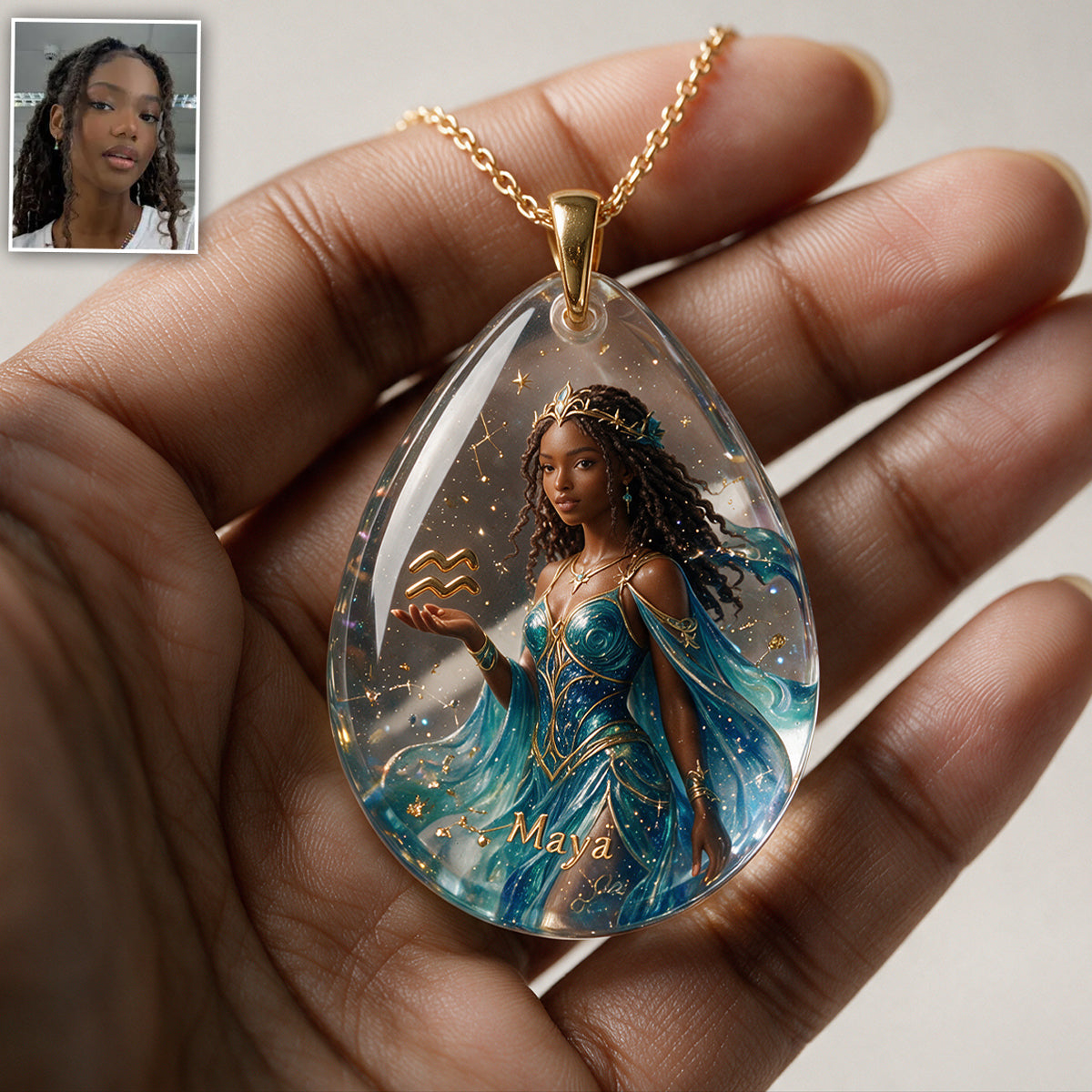 Custom Zodiac Sign Necklace - Personalized Horoscope Shaped Acrylic Pendant Necklace