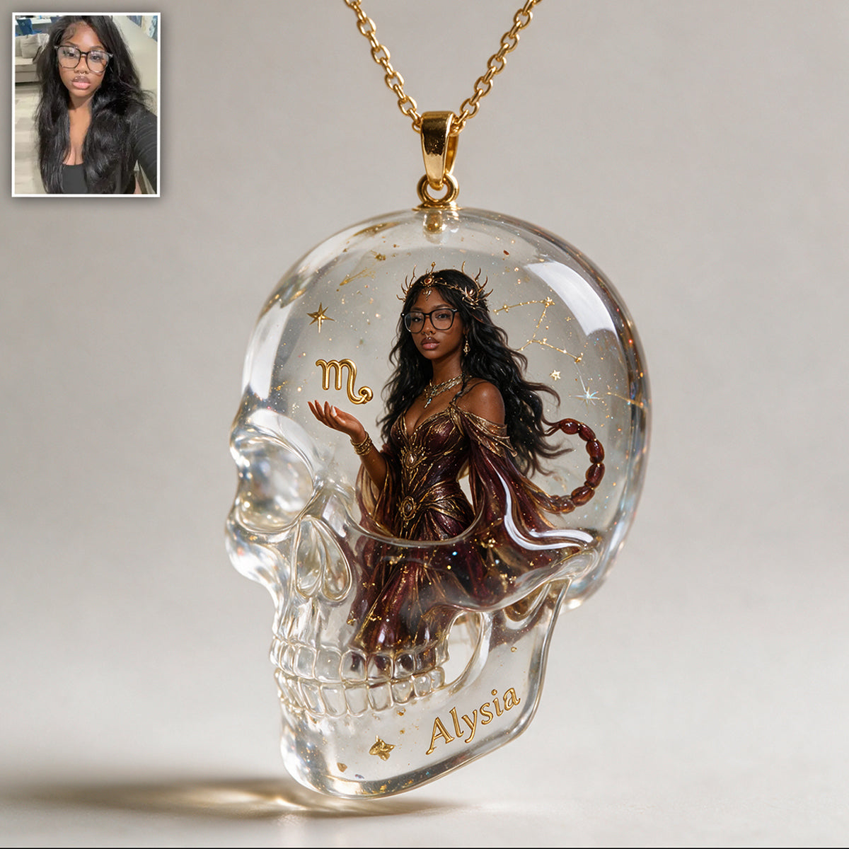 Custom Zodiac Sign Necklace - Personalized Horoscope Shaped Acrylic Pendant Necklace