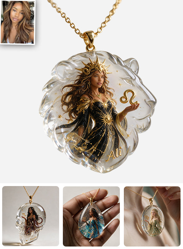 Custom Zodiac Sign Necklace - Personalized Horoscope Shaped Acrylic Pendant Necklace