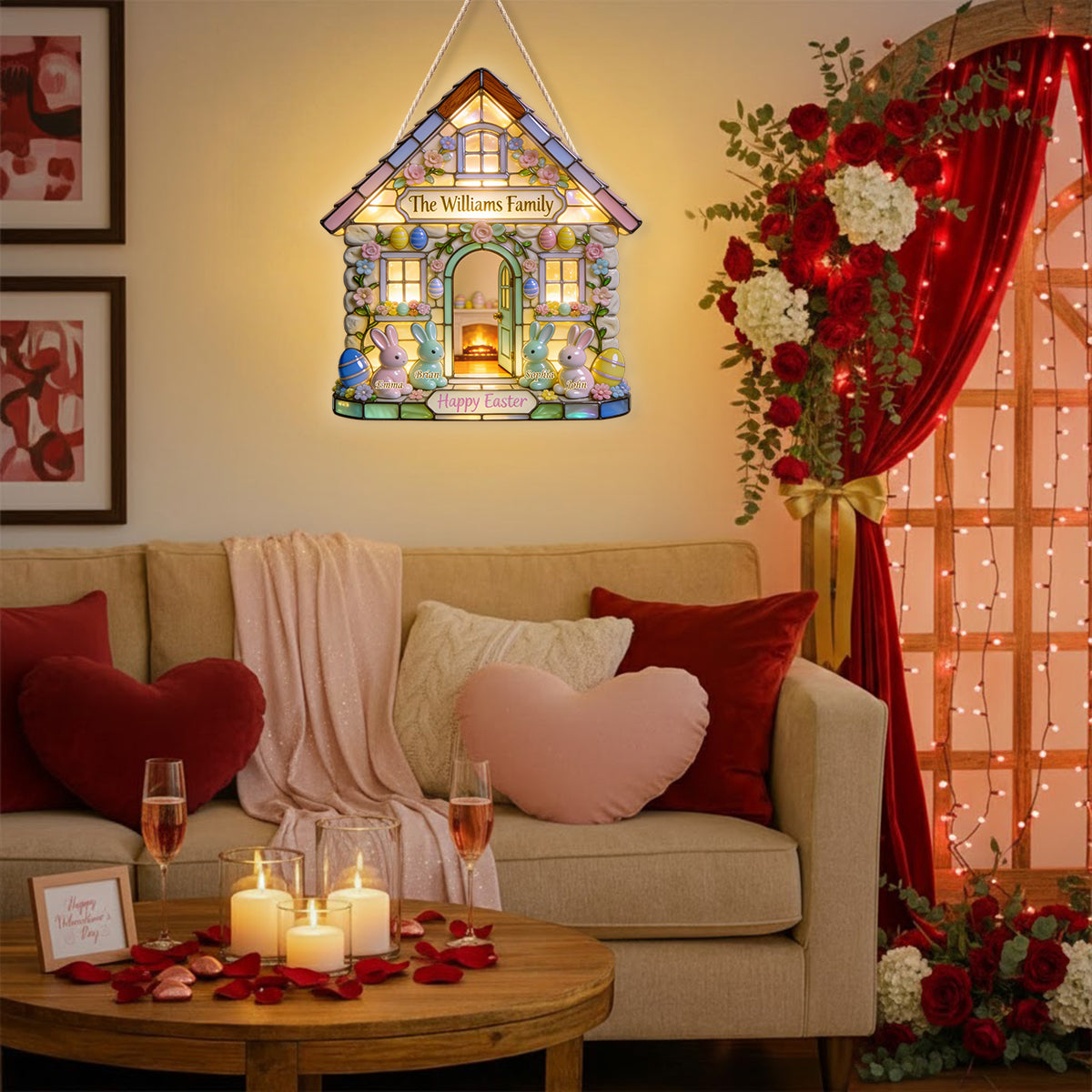 Happy Easter - Personalized Family LED Light Acrylic Sign