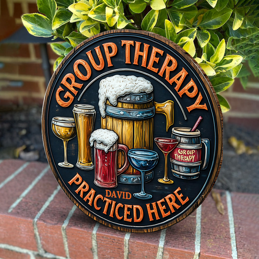 Gruppentherapie – Personalisiertes Bier-Rundholzschild