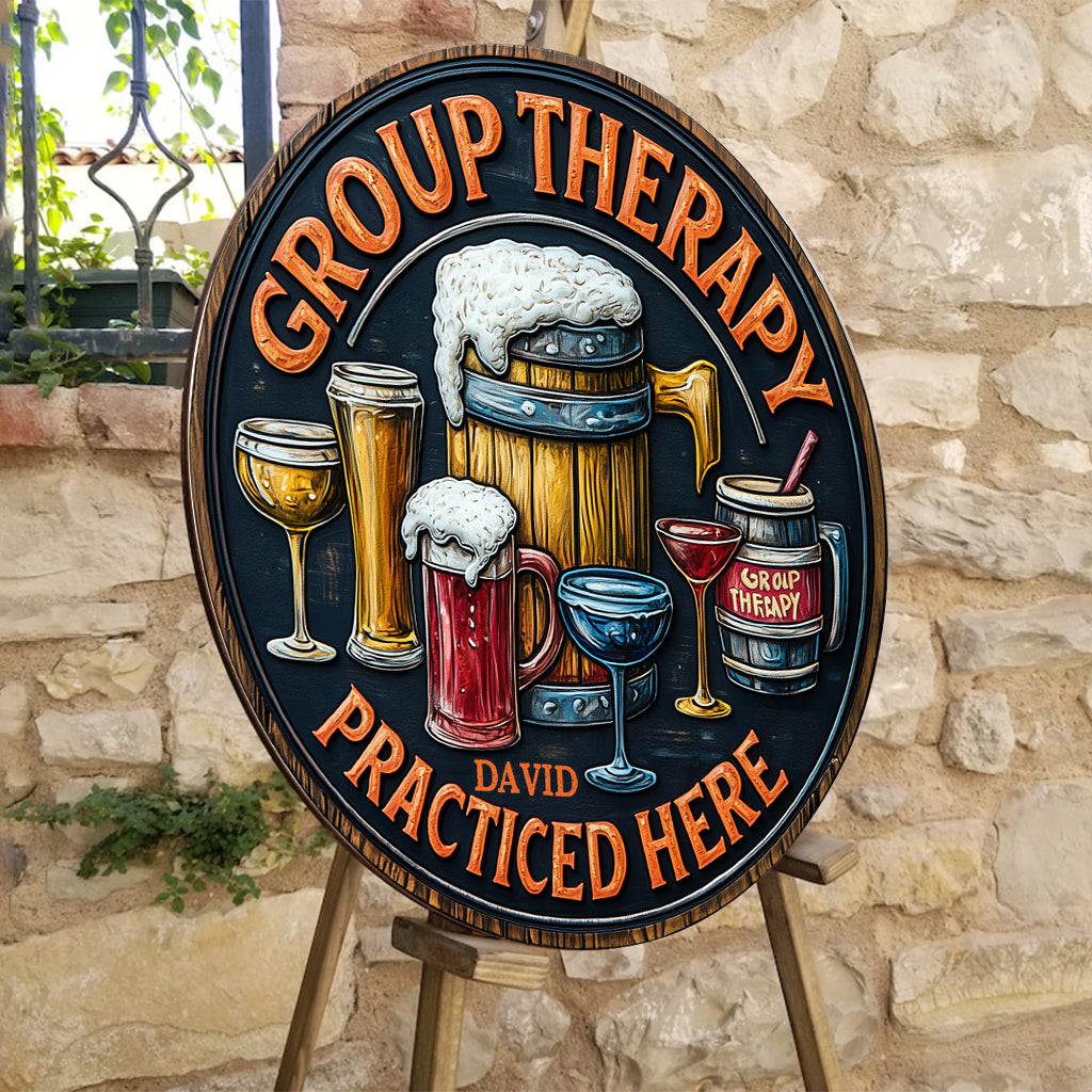 Gruppentherapie – Personalisiertes Bier-Rundholzschild