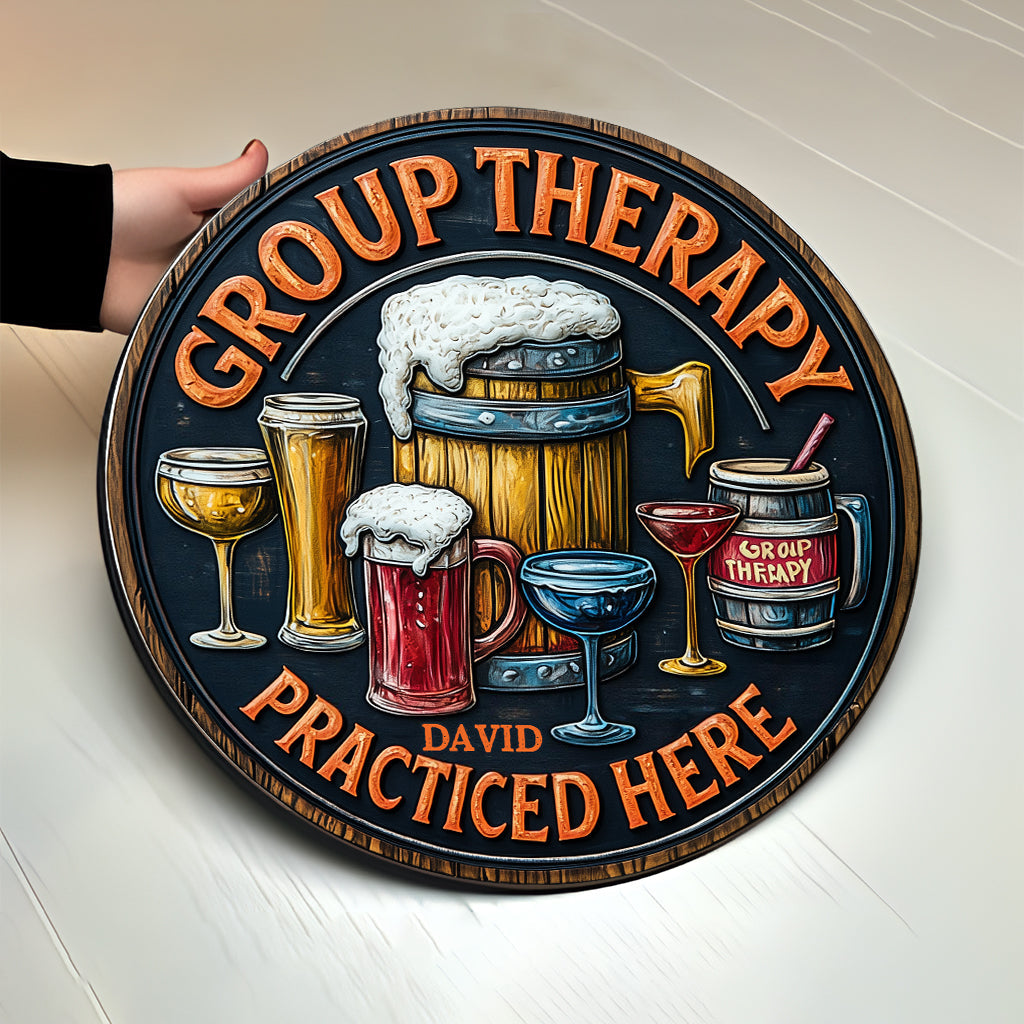 Gruppentherapie – Personalisiertes Bier-Rundholzschild