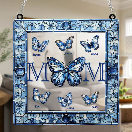Toile de Jouy Butterfly Mother's Day Gift - Personalized Mother Window Hanging Suncatcher Ornament