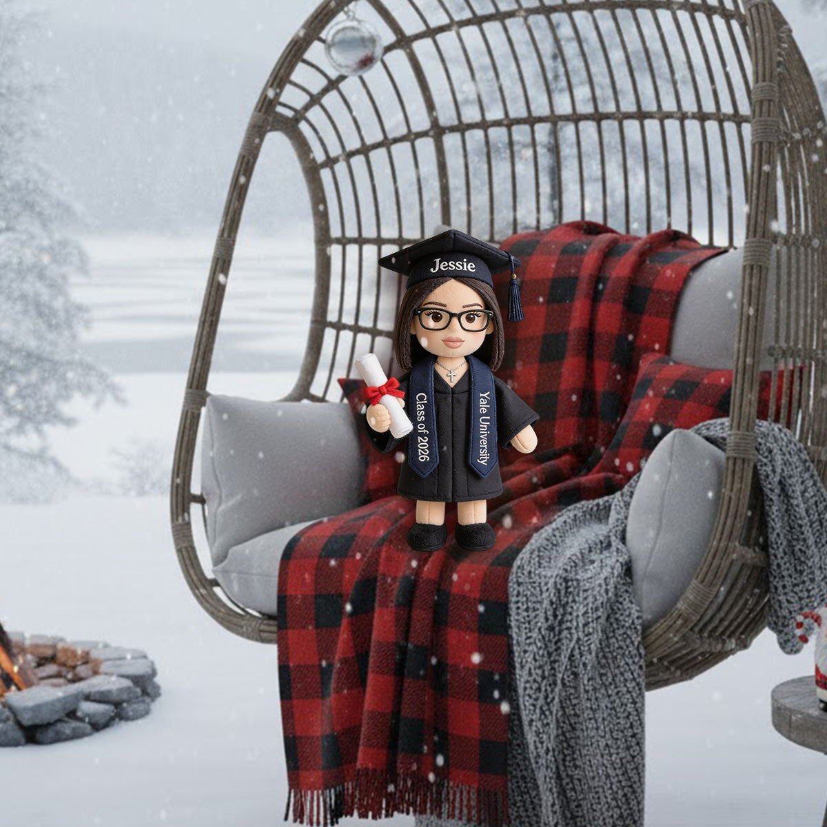 Senior Class of 2026 Gift - Personalized Graduation Premium Faux Fur Pillow