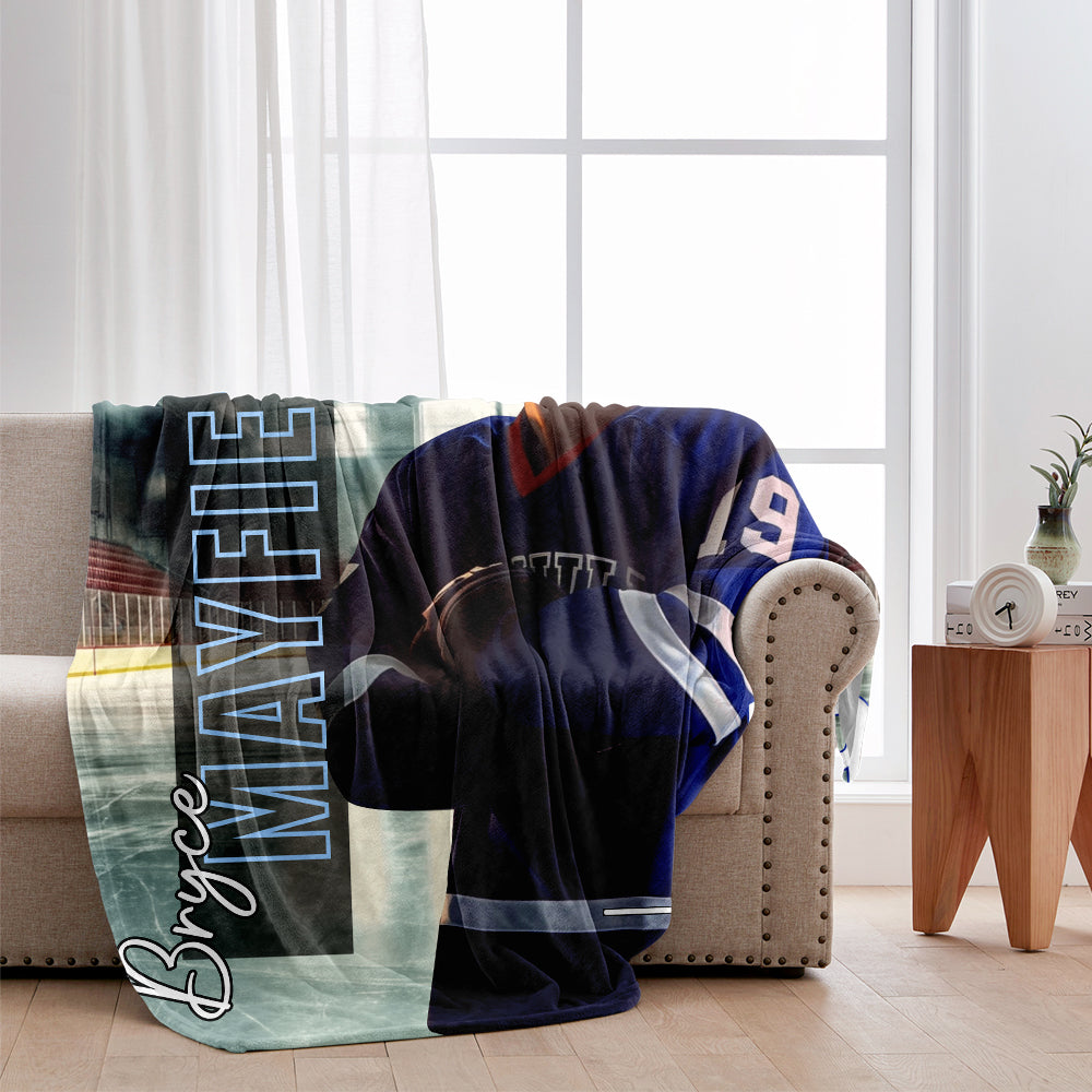 Any Photo, Name, School... - Personalized Hockey Blanket