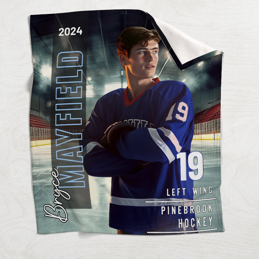 Any Photo, Name, School... - Personalized Hockey Blanket