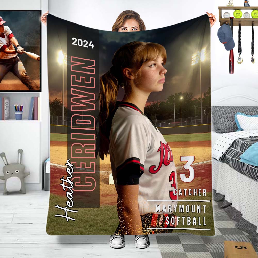 Beliebiges Foto, Name, Schule... - Personalisierte Softballdecke