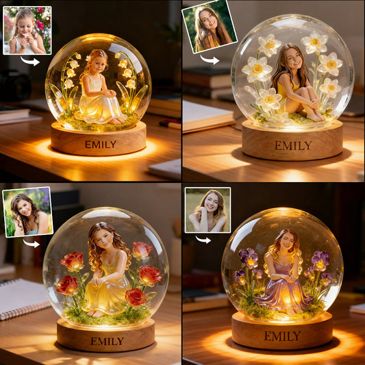 Custom Any Photo Birthmonth Flower - Personalized Self Love Acrylic LED Night Light