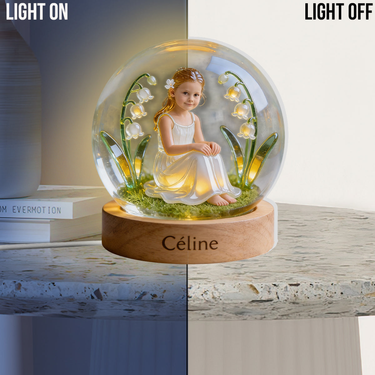 Personalisierte Geburtsblume mit Foto – Individuelle LED-Nachtleuchte aus Acryl zur Selbstliebe