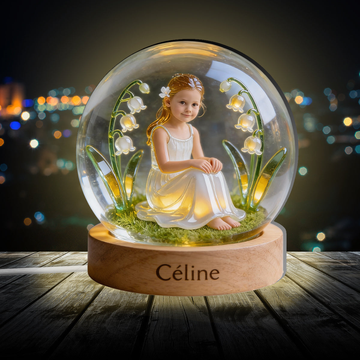 Personalisierte Geburtsblume mit Foto – Individuelle LED-Nachtleuchte aus Acryl zur Selbstliebe