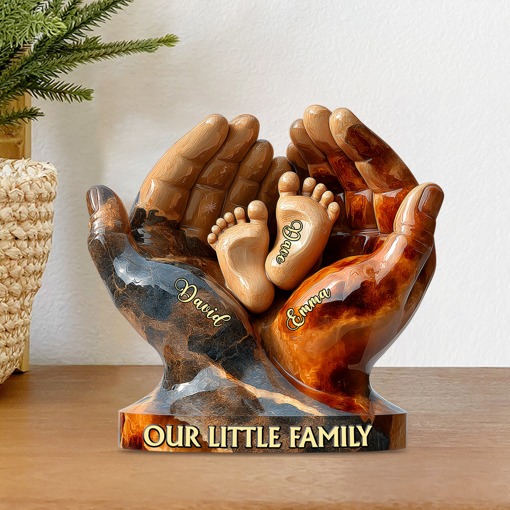 Unsere kleine Familie – Personalisierte Acrylplakette in individueller Familienform