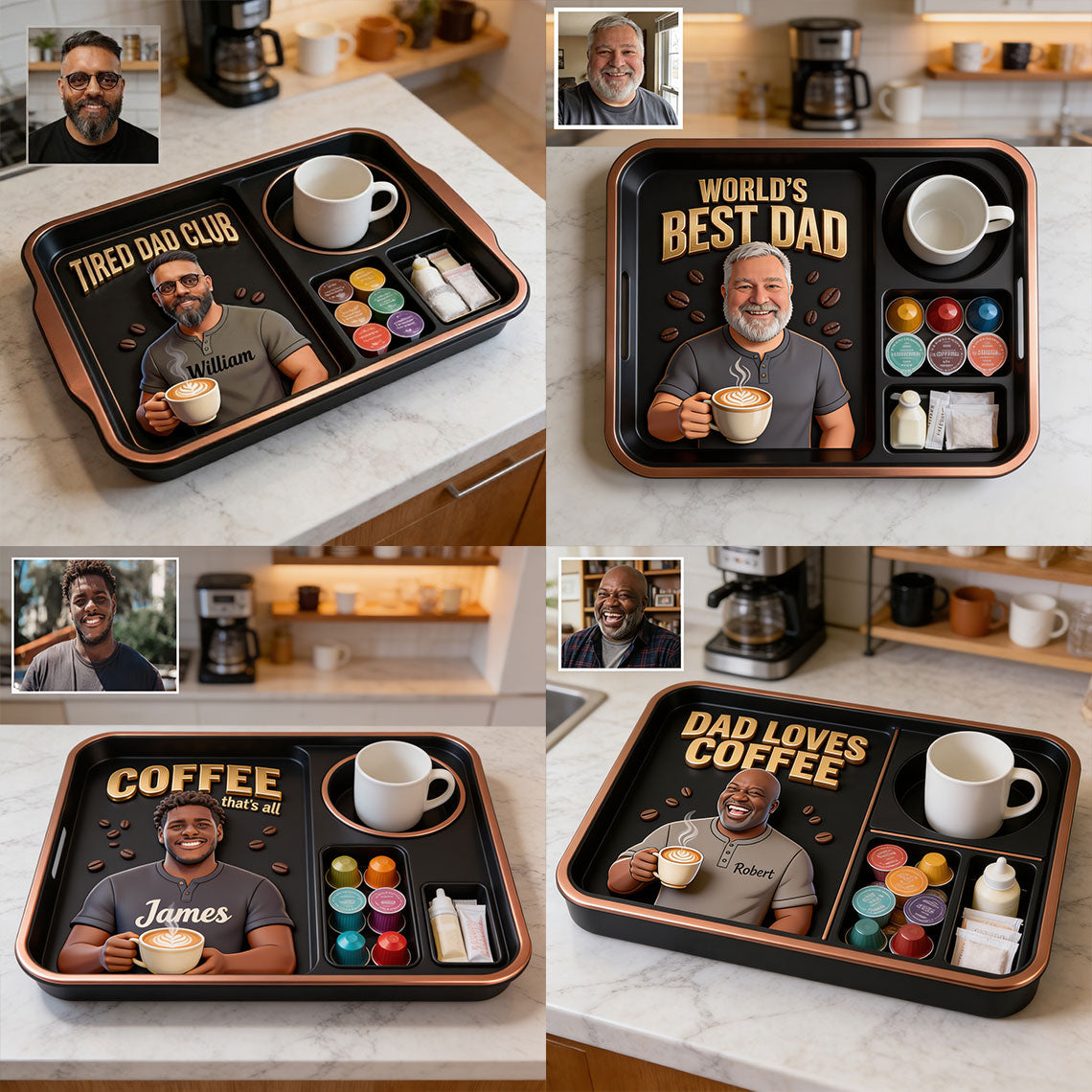 Papa liebt Kaffee - Personalisierbares Kaffeetablett