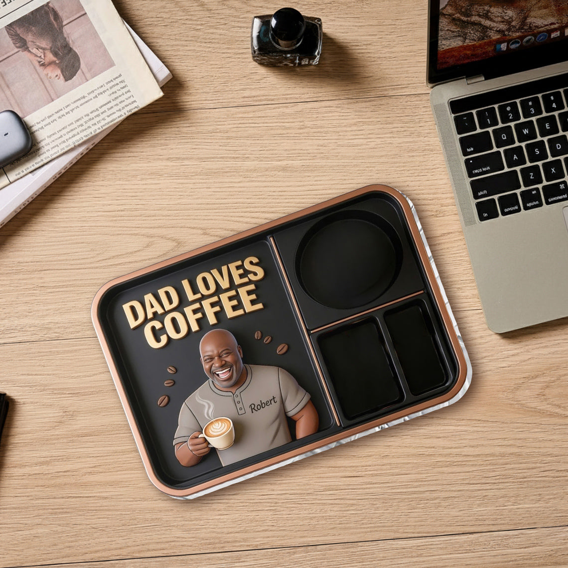 Papa liebt Kaffee - Personalisierbares Kaffeetablett