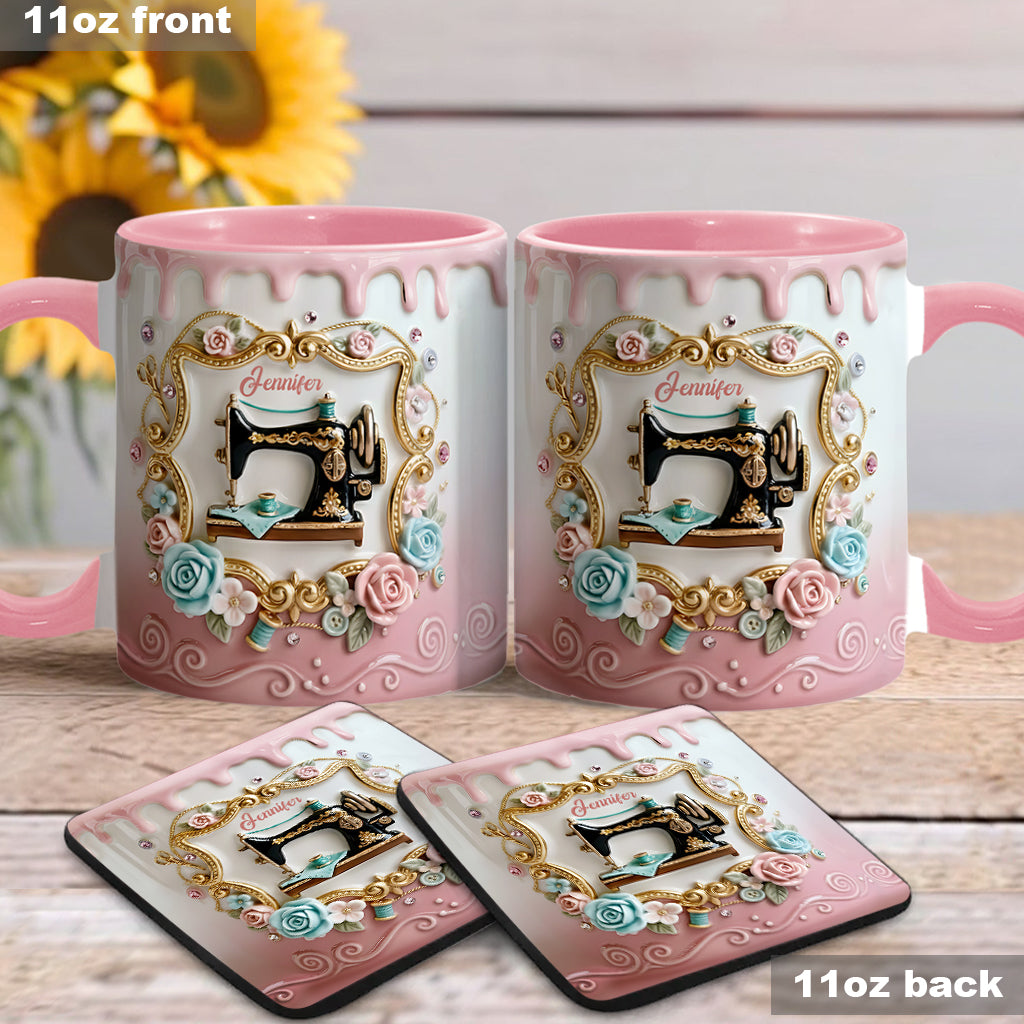 Stunning Sewing Machine - Personalized Sewing Accent Mug & Coaster