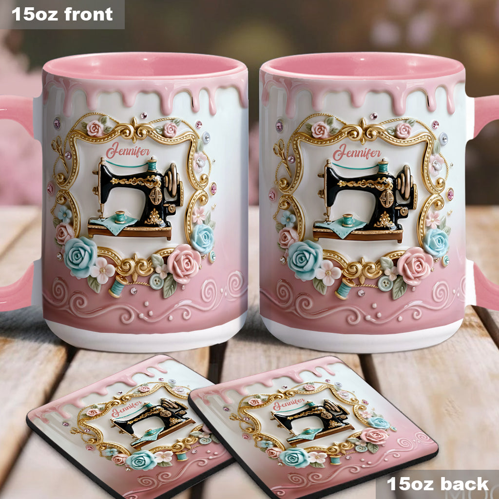 Stunning Sewing Machine - Personalized Sewing Accent Mug & Coaster