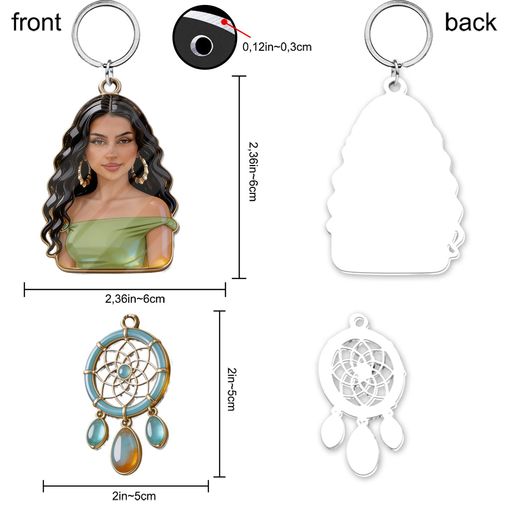 Custom Any Photo, Proud Native - Personalized American Indian Keychain With Charms