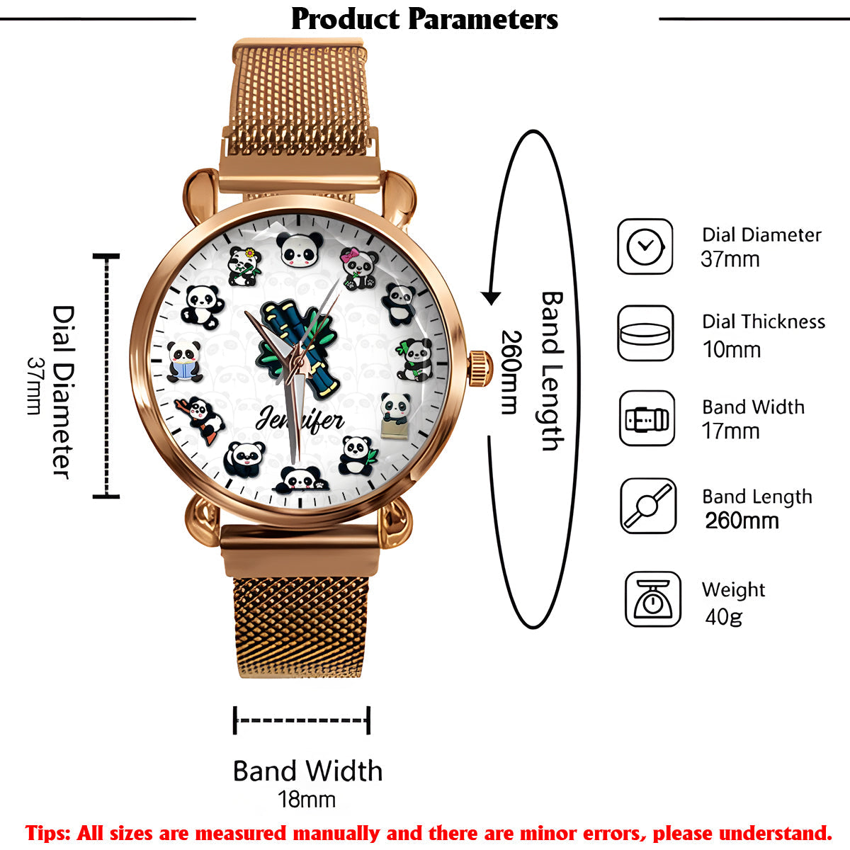 Panda-Liebhaberin – Personalisierte Panda-Liebhaberin Damen-Handuhr 
