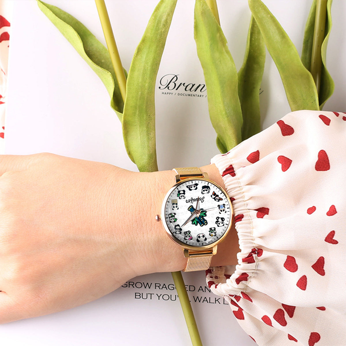 Panda-Liebhaberin – Personalisierte Panda-Liebhaberin Damen-Handuhr 