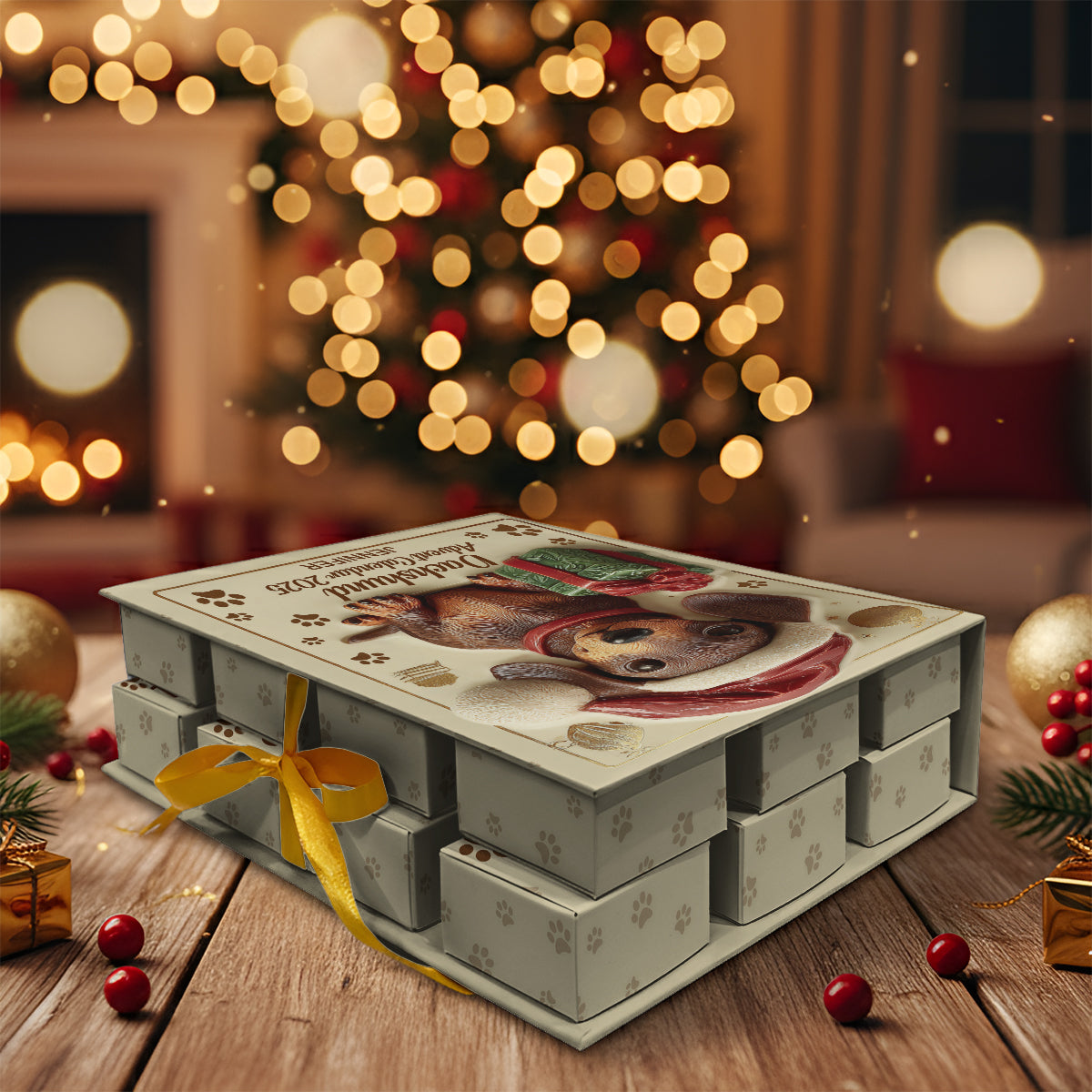 Love Dachshund - Personalized Dachshund Folded Advent Calendar With Ornaments