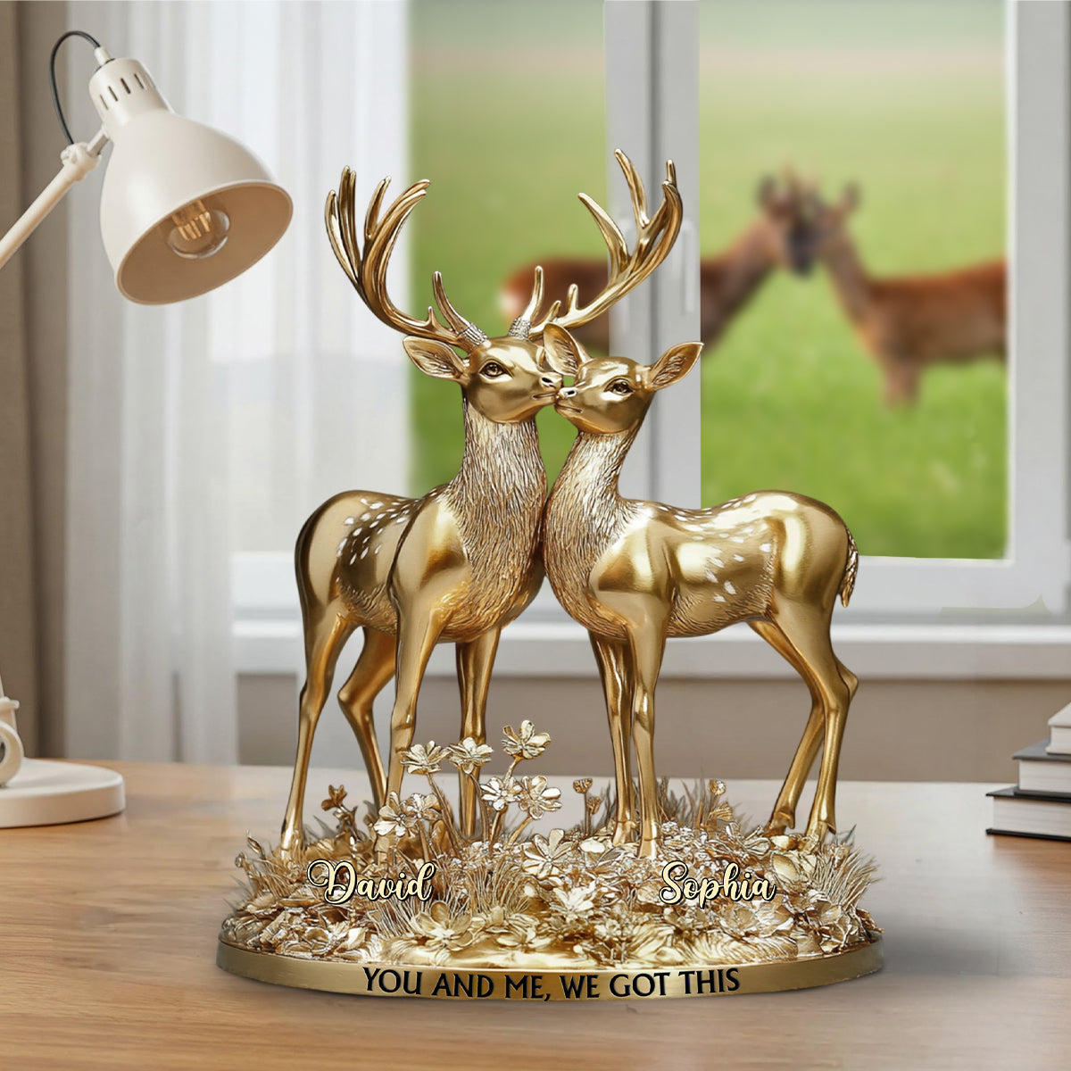 Du und ich, wir schaffen das – personalisierte Jagd-Acrylplakette in individueller Form