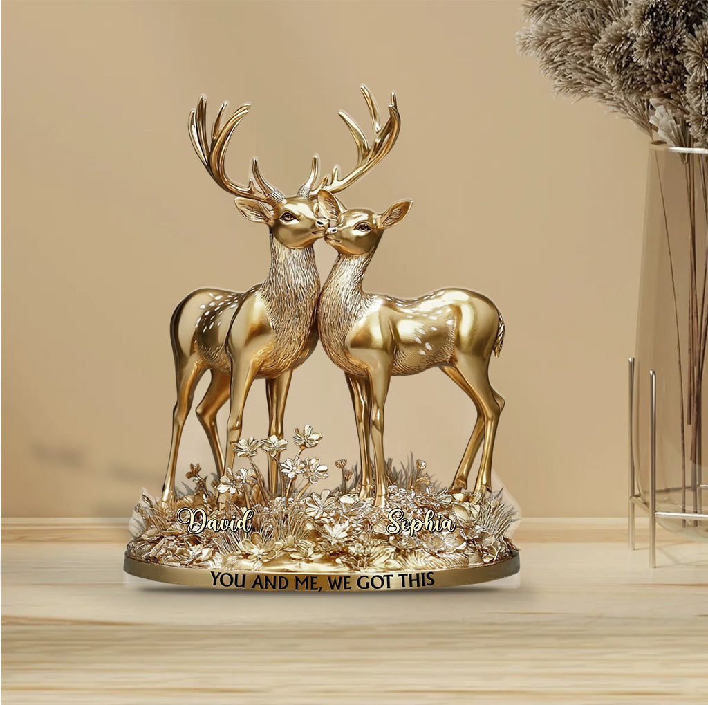 Du und ich, wir schaffen das – personalisierte Jagd-Acrylplakette in individueller Form