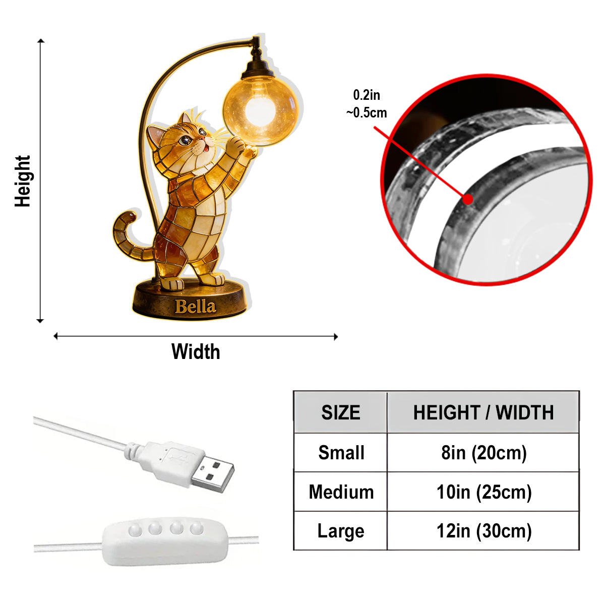 Any Photo Funny Pet Bitting Wire - Personalized Cat Acrylic LED Night Light