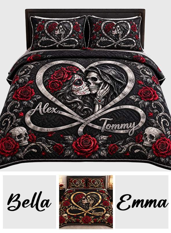 Love You Infinite - Personalized Skull Quilt Set