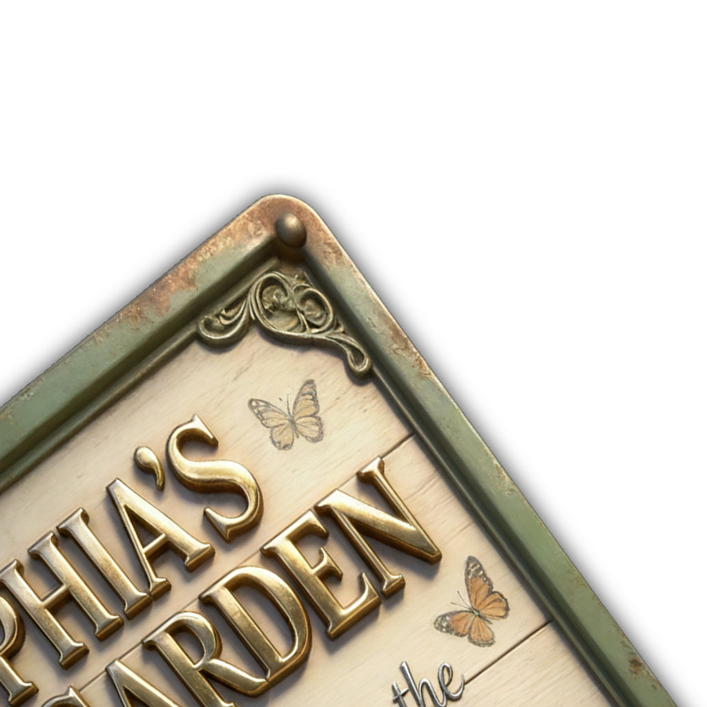 Und ab in den Garten! - Personalisiertes Gartenschild aus Metall