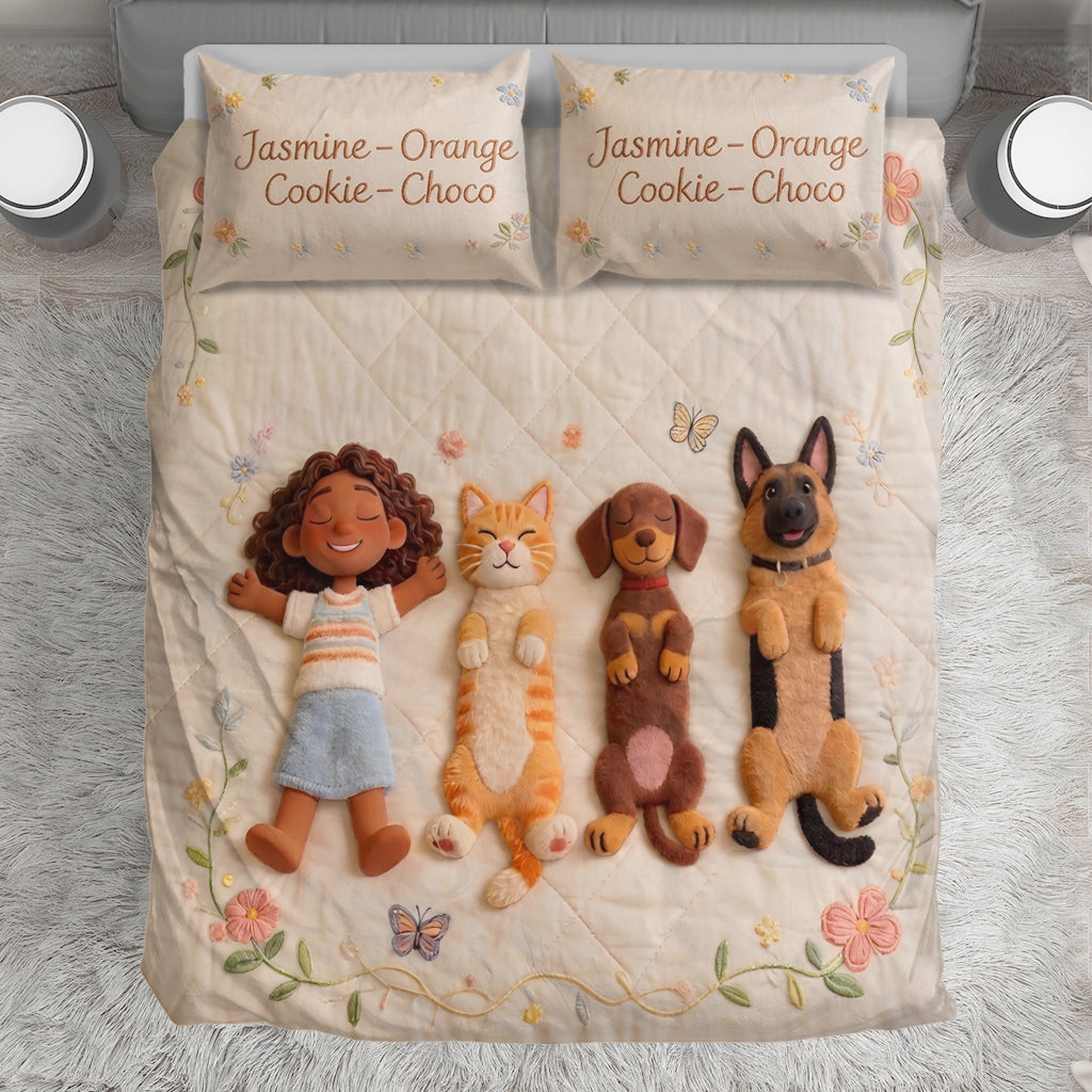 Upload Photo With Pets - Personalized Dog Bedding Set
