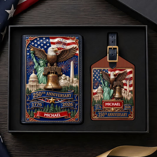 250th Anniversary - Personalized Independence Day/ 4th of July Passport Holder & Luggage Tag Set