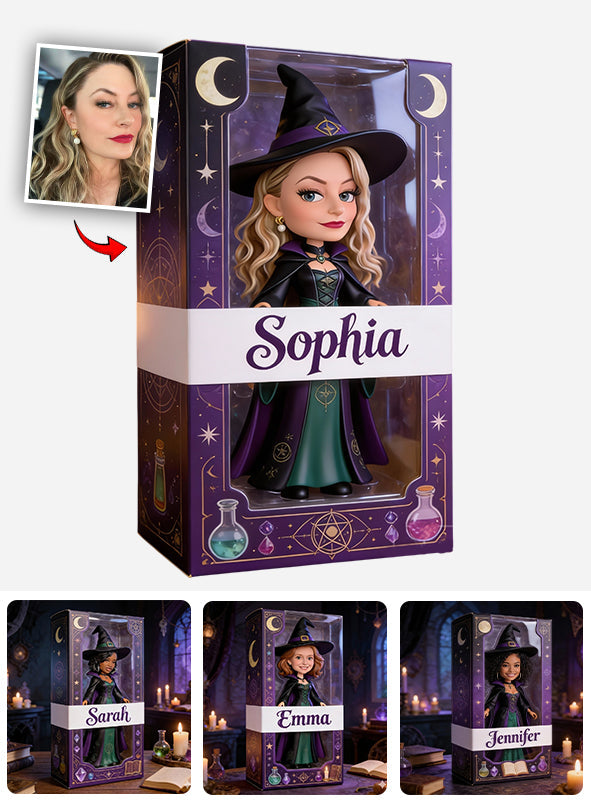 Magische Hexe – Personalisierte Acrylplakette in Hexenform