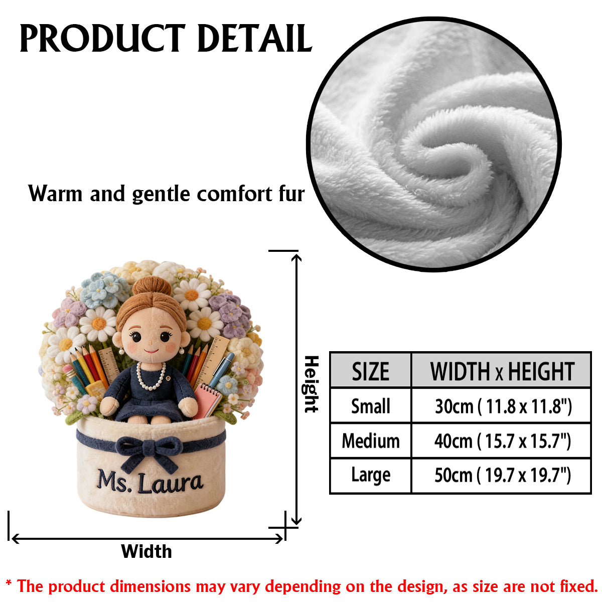 Teacher Plush Bouquet - Personalized Teacher Premium Faux Fur Pillow