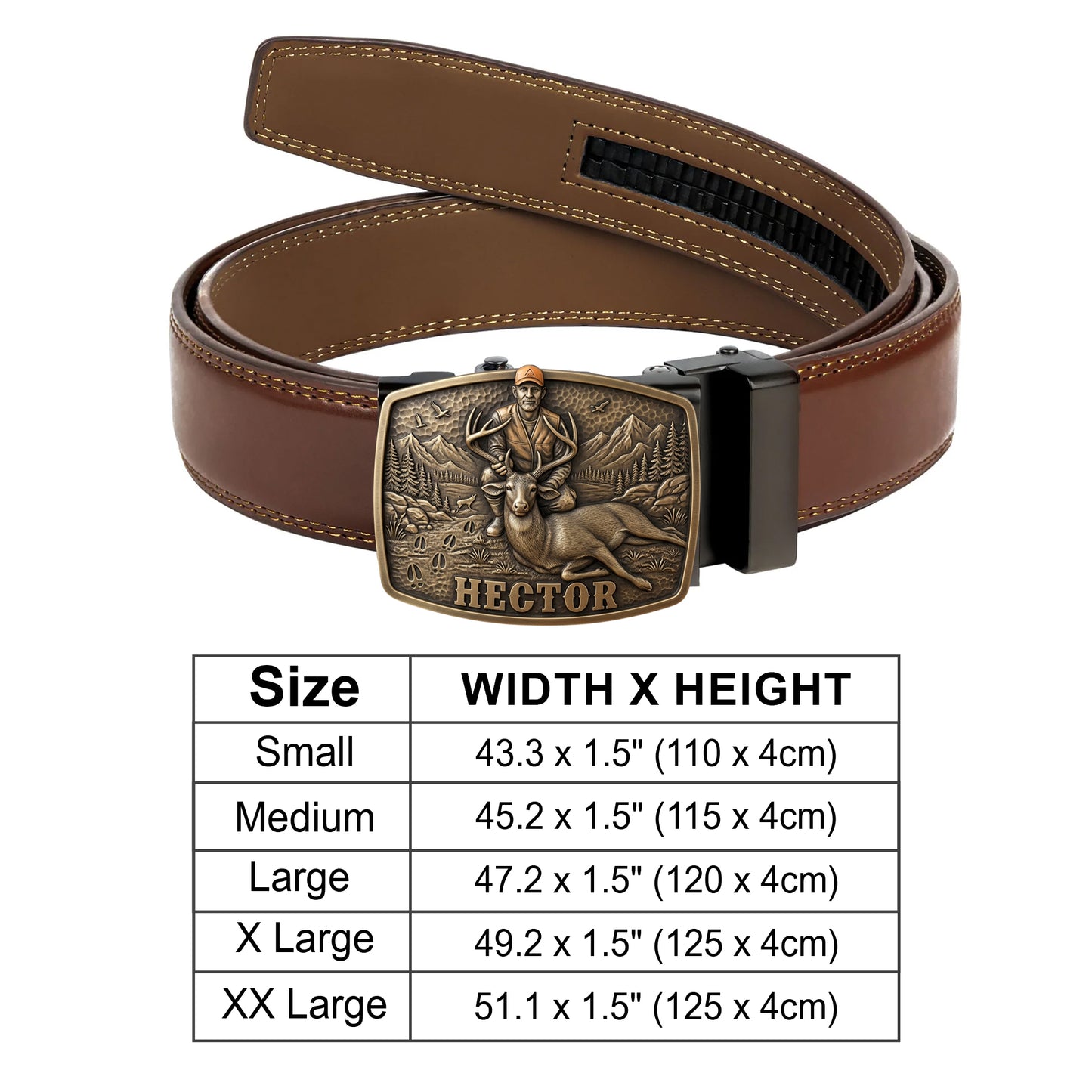 Custom Initial Name Letter Hunting Lover - Personalized Hunting Leather Belt With Shaped Buckle