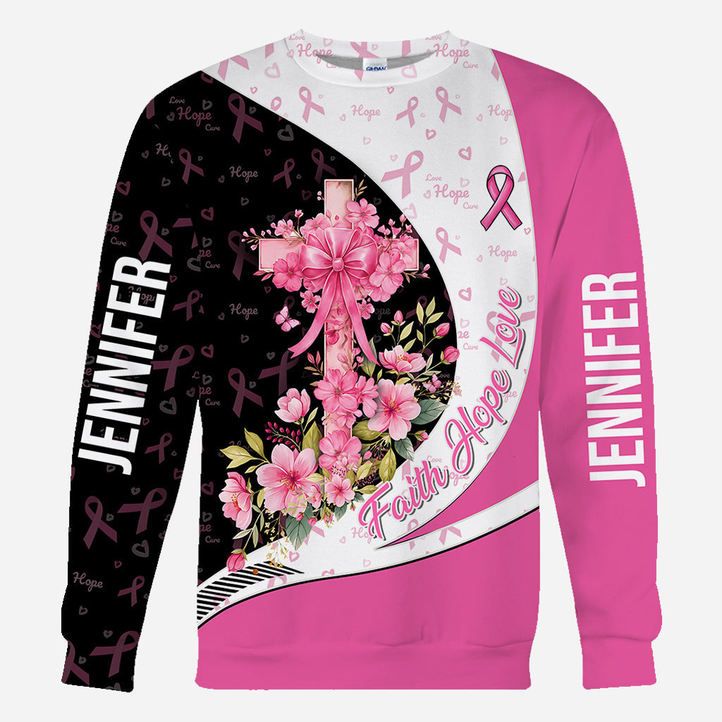 Breast Cancer Awareness – Faith Hope Love - Personalized Breast Cancer Awareness All Over Shirt