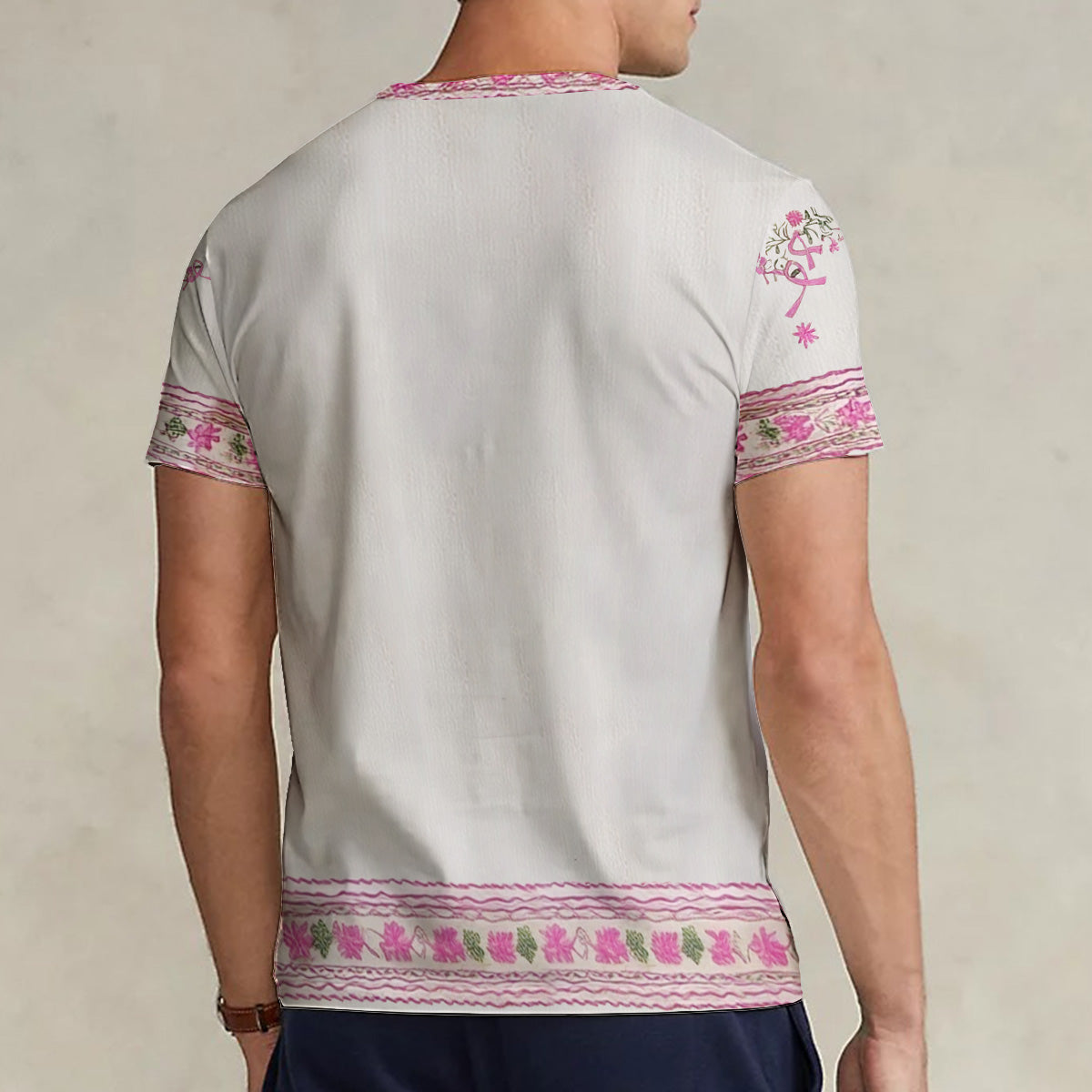 Check Your B, Mine Tried To Kill Me - Personalisiertes T-Shirt mit vollflächigem Aufdruck zur Brustkrebsvorsorge und V-Ausschnitt