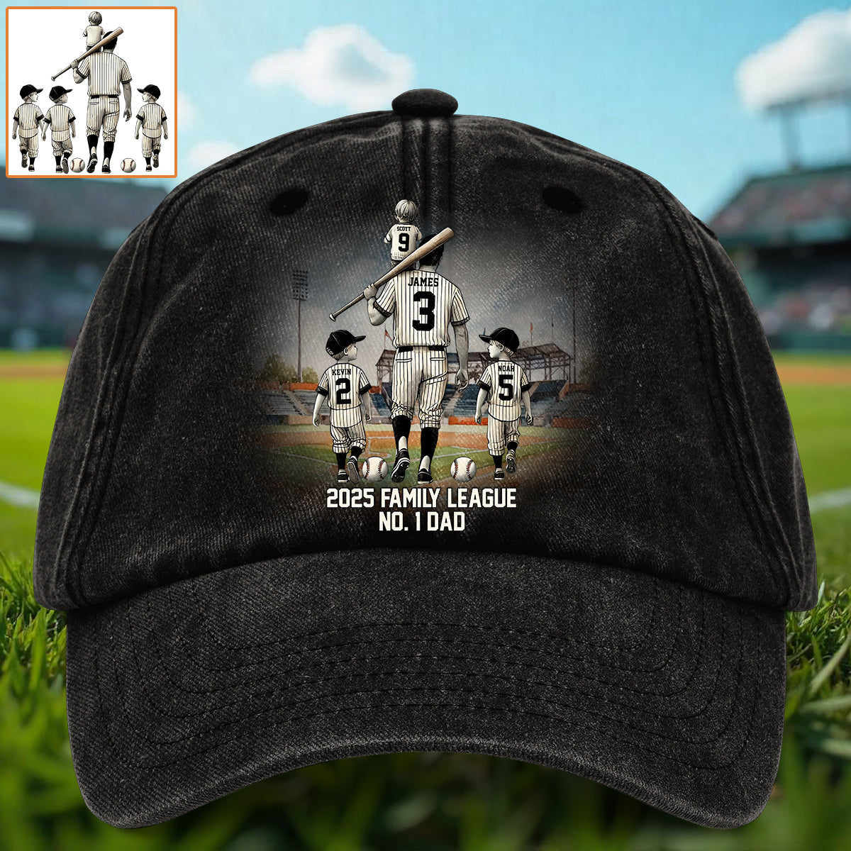 Family League - Personalized Father Washed Denim Cap