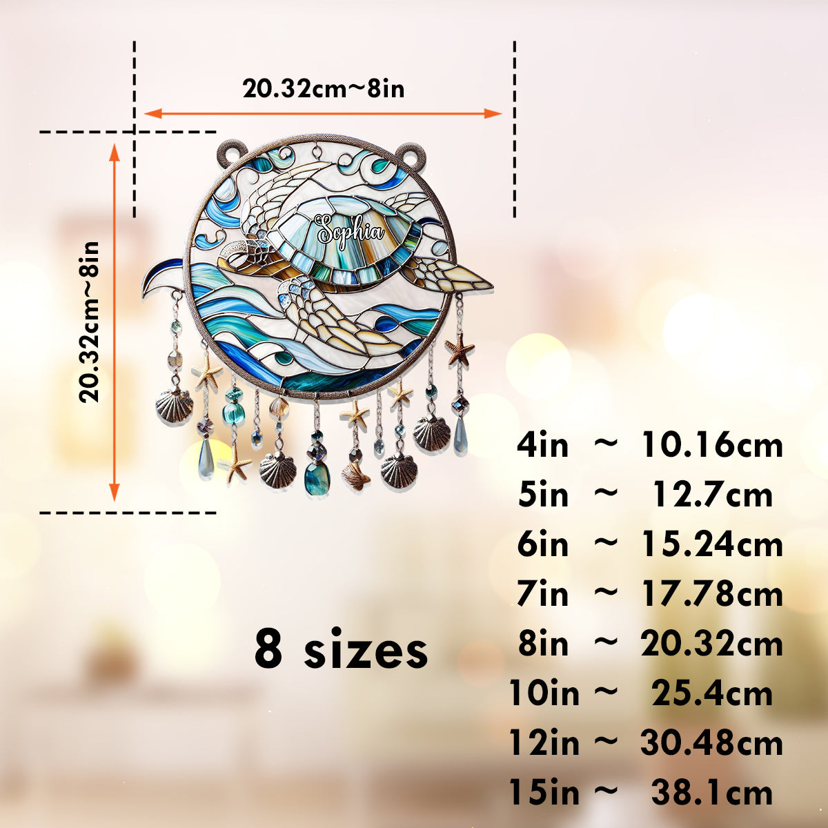 Wunderschöne Schildkröte – Personalisierter Schildkröten-Fensterhänger als Sonnenfänger