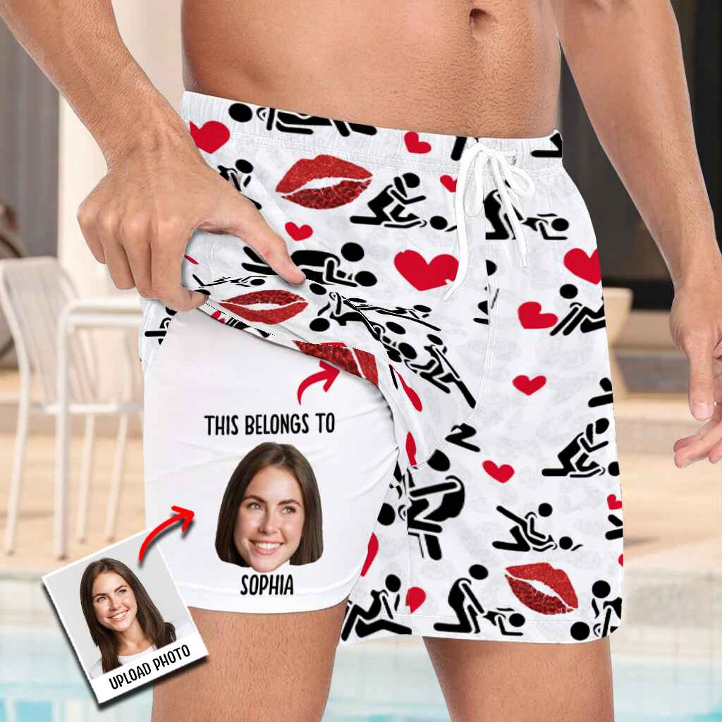 Ich liebe dich – Personalisierte Badehose für Paare mit Innenfutter