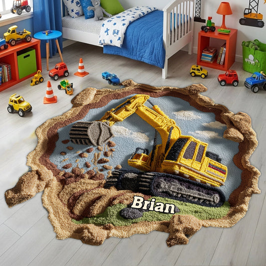 Construction Machine - Personalized Kid Shaped Doormat/ Rug