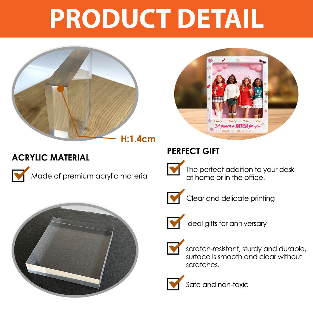 Ich würde AB für dich schlagen – Personalisierte Acrylplakette in Sonderform für beste Freundinnen
