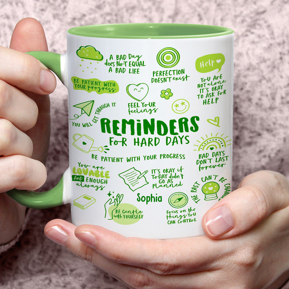 Erinnerungen für schwere Tage – Personalisierte Tasse mit Akzent für mehr Bewusstsein für psychische Gesundheit