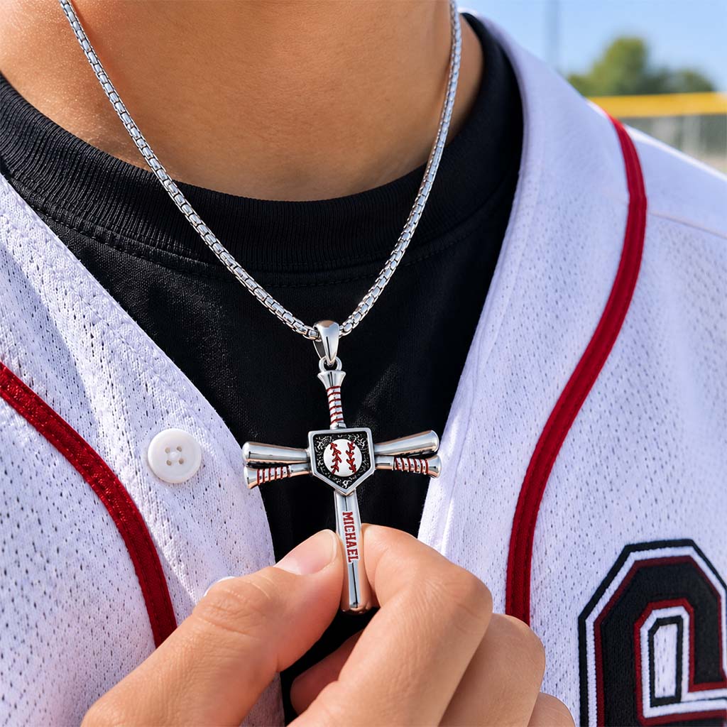 Gott lieben, Baseball spielen - Personalisierte Baseballförmige Metallanhänger-Halskette