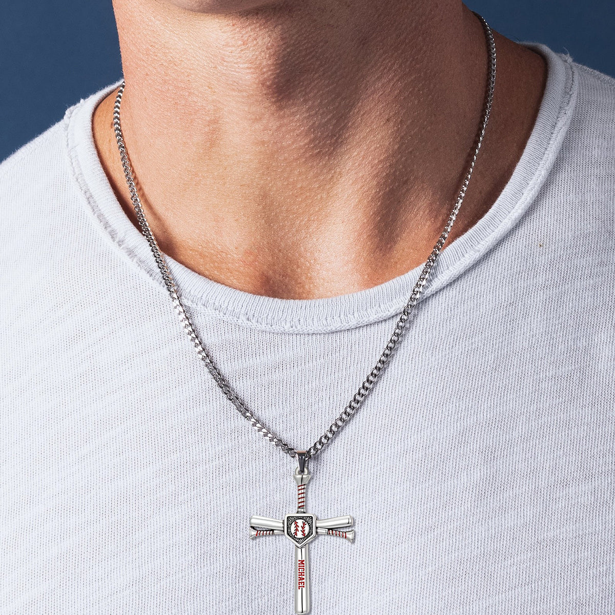 Gott lieben, Baseball spielen - Personalisierte Baseballförmige Metallanhänger-Halskette